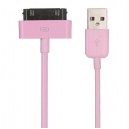 Data кабель для iPhone 4S 3GS, iPad 1/2/3, iPod nano 6th, iPad3 (light розовый)