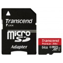 Карта памяти Transcend microSDHC 64Gb UHS-I (300x, 45Mb/sec) с адаптером