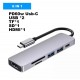 Картридер HUB 6 в 1  USB Type-C 2*USB3.0 / USB-C / SD / microSD (TF) / HDMI